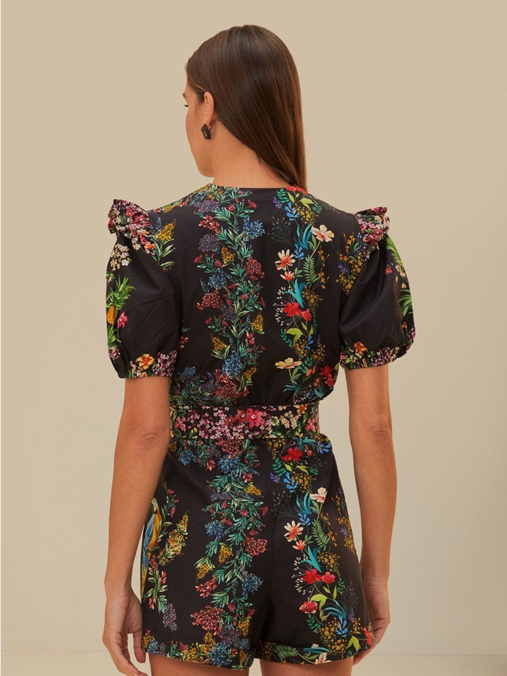 FARM Rio Black Delicate Forest Scarves Organic Cotton Romper - Picture 3 of 3